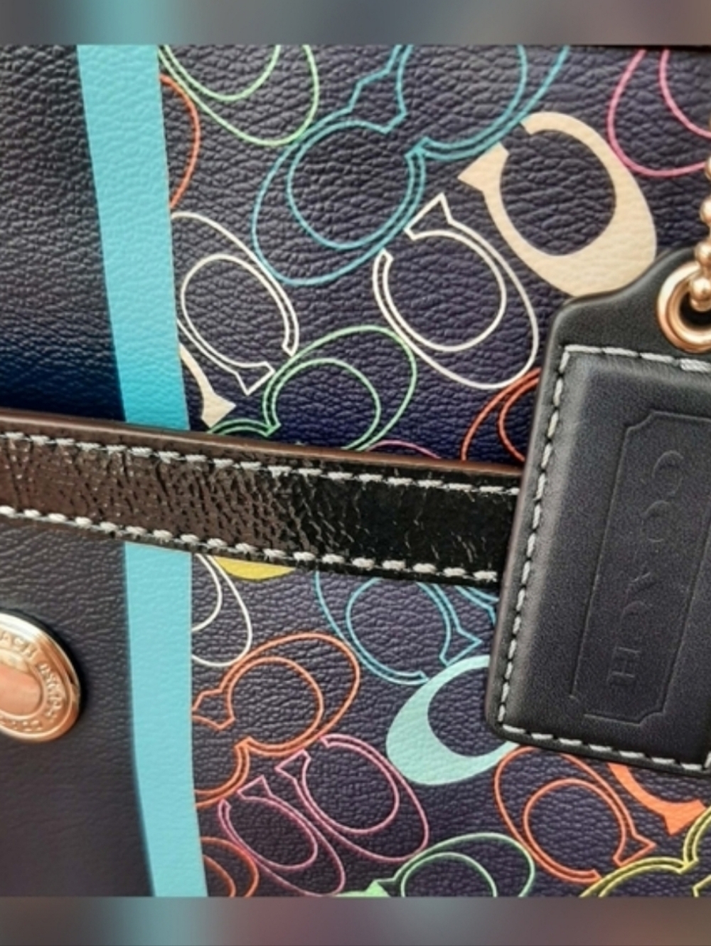 COACH "Chelsea" Heritage Signature Stripe Tote & "Ashley" Wallet 2 Pc Set - Picture 2 of 15